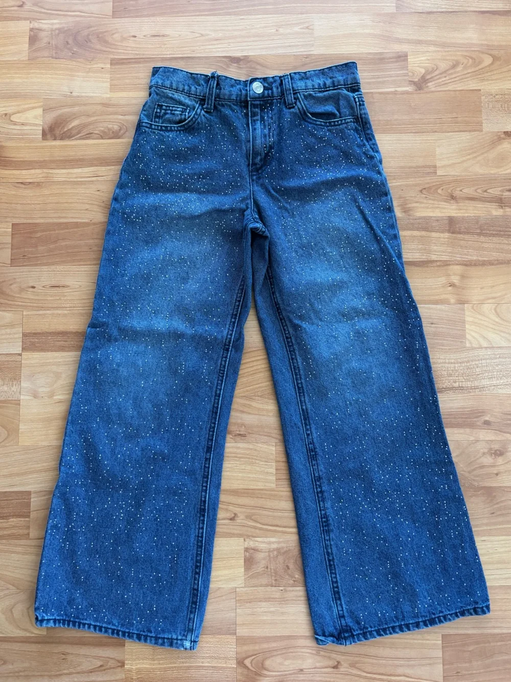 Justice Girls Blue wide Leg Jeans with White Speckle 8